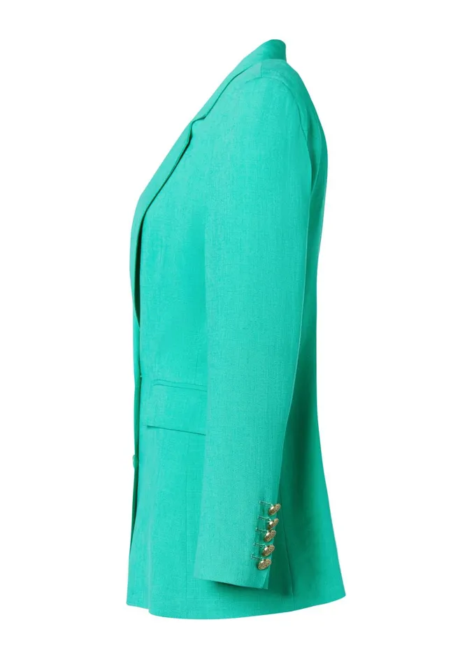 Holland Cooper Tailoring Women Double Breasted Blazer Jade Linen
