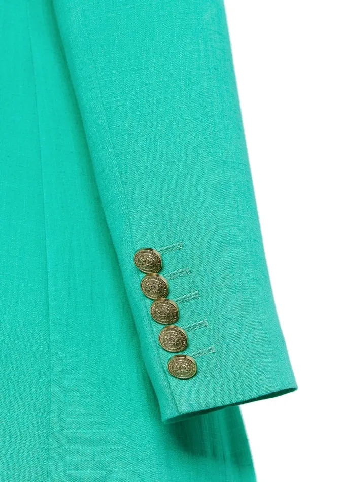 Holland Cooper Tailoring Women Double Breasted Blazer Jade Linen