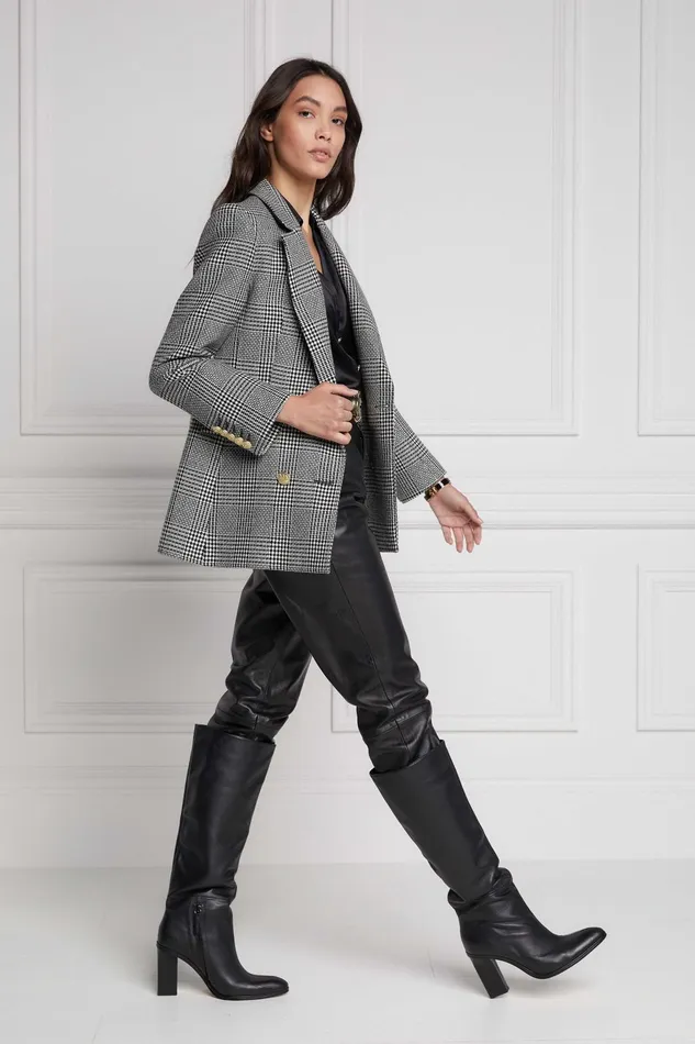 Holland Cooper Tailoring Women Double Breasted Blazer Prince Of Wales Mono