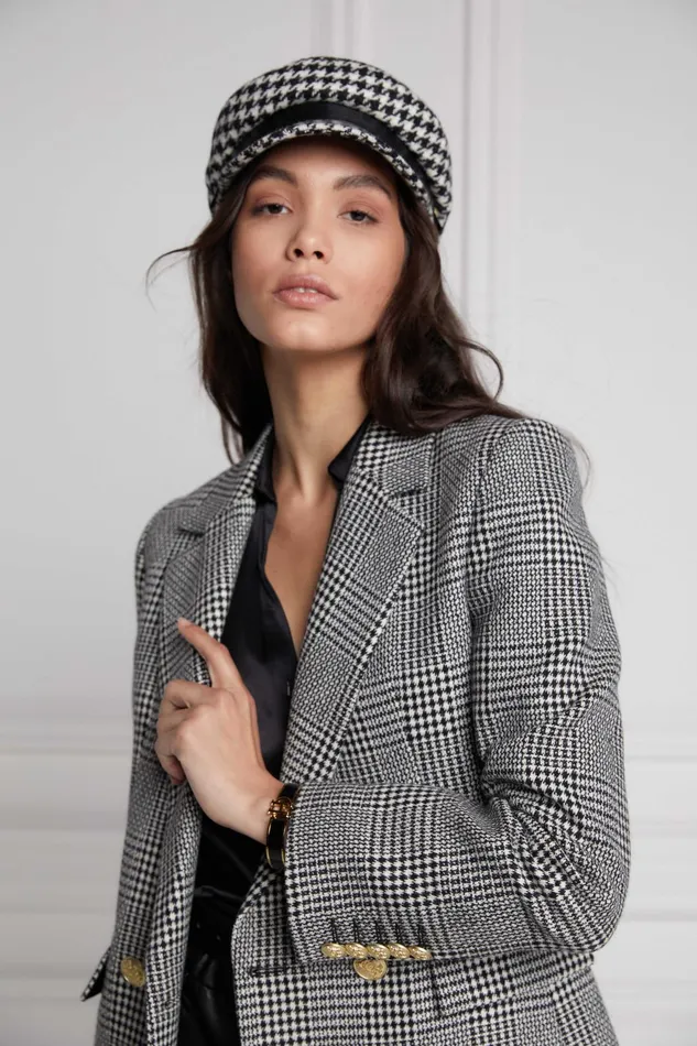 Holland Cooper Tailoring Women Double Breasted Blazer Prince Of Wales Mono