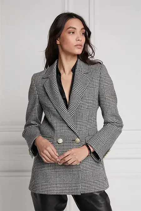 Holland Cooper Tailoring Women Double Breasted Blazer Prince Of Wales Mono