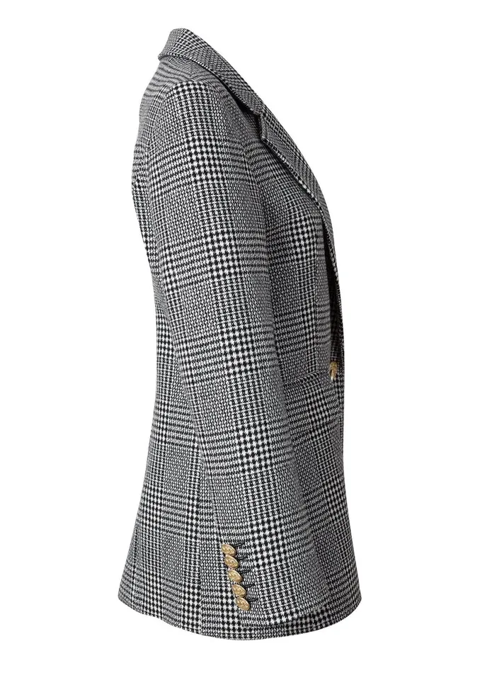 Holland Cooper Tailoring Women Double Breasted Blazer Prince Of Wales Mono