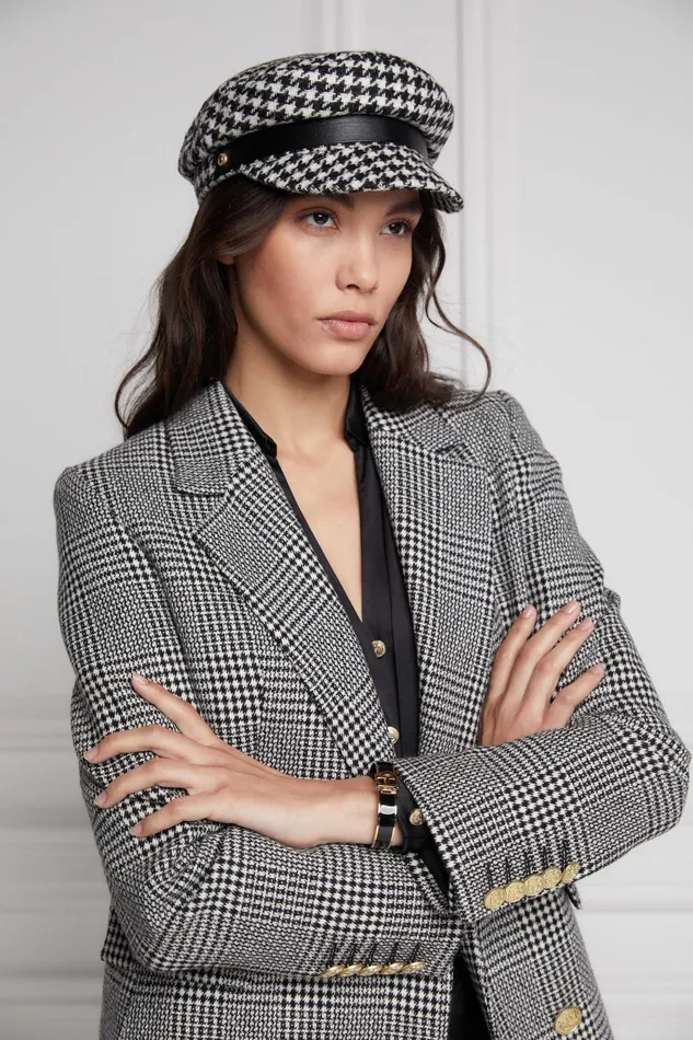 Holland Cooper Tailoring Women Double Breasted Blazer Prince Of Wales Mono