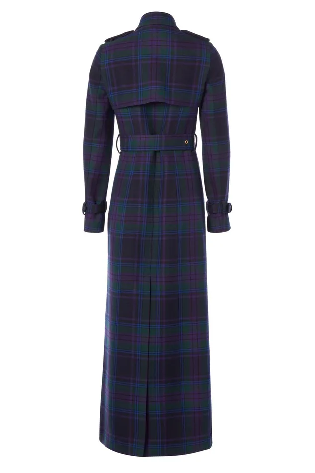 Holland Cooper Tailoring Women Full Length Marlborough Trench Coat Heather Tartan