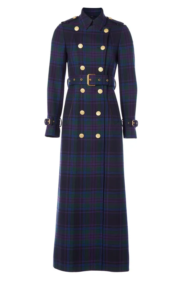 Holland Cooper Tailoring Women Full Length Marlborough Trench Coat Heather Tartan