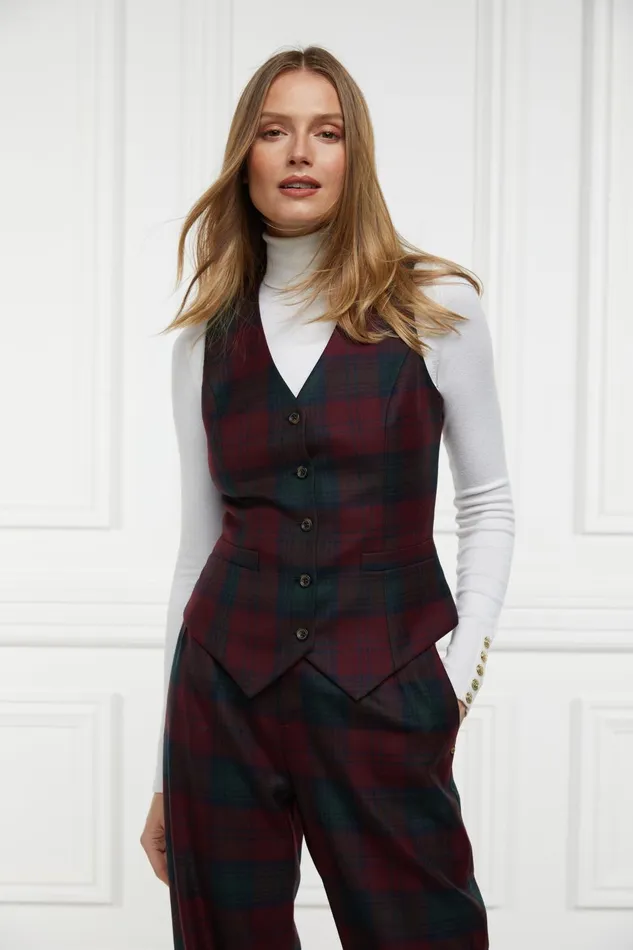 Holland Cooper Tailoring Women Hampton Waistcoat Mulberry Tartan Holland Cooper Tailoring Women Hampton Waistcoat Mulberry Tartan