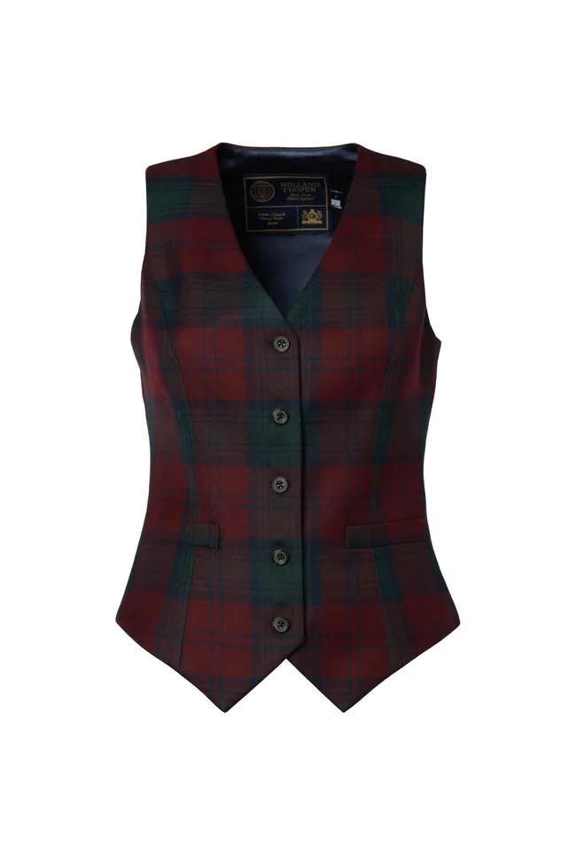 Holland Cooper Tailoring Women Hampton Waistcoat Mulberry Tartan Holland Cooper Tailoring Women Hampton Waistcoat Mulberry Tartan