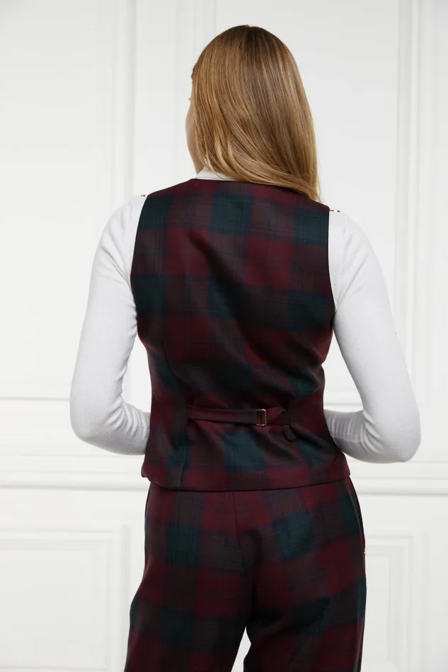 Holland Cooper Tailoring Women Hampton Waistcoat Mulberry Tartan Holland Cooper Tailoring Women Hampton Waistcoat Mulberry Tartan