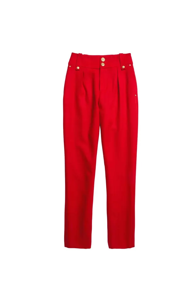 Holland Cooper Tailoring Women High Waisted Peg Trouser Red Barathea Holland Cooper Tailoring Women High Waisted Peg Trouser Red Barathea