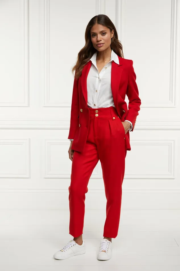 Holland Cooper Tailoring Women High Waisted Peg Trouser Red Barathea Holland Cooper Tailoring Women High Waisted Peg Trouser Red Barathea