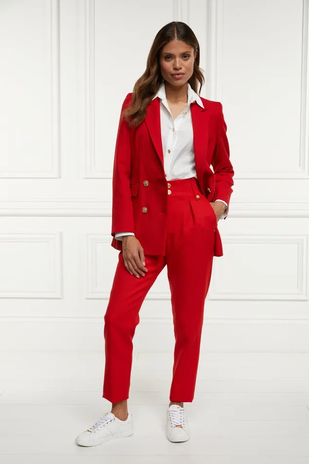 Holland Cooper Tailoring Women High Waisted Peg Trouser Red Barathea Holland Cooper Tailoring Women High Waisted Peg Trouser Red Barathea
