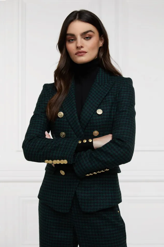 Holland Cooper Tailoring Women Knightsbridge Blazer Emerald Houndstooth
