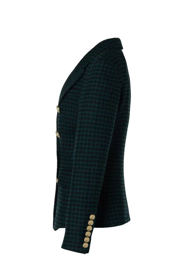 Holland Cooper Tailoring Women Knightsbridge Blazer Emerald Houndstooth Holland Cooper Tailoring Women Knightsbridge Blazer Emerald Houndstooth