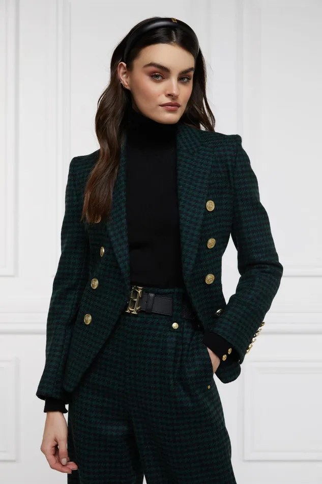 Holland Cooper Tailoring Women Knightsbridge Blazer Emerald Houndstooth Holland Cooper Tailoring Women Knightsbridge Blazer Emerald Houndstooth