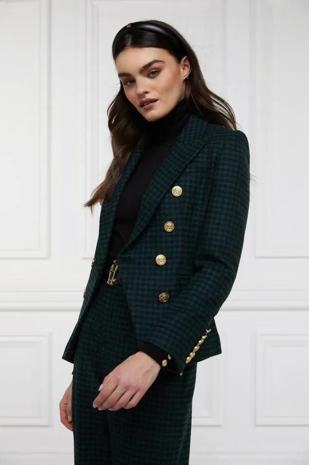 Holland Cooper Tailoring Women Knightsbridge Blazer Emerald Houndstooth Holland Cooper Tailoring Women Knightsbridge Blazer Emerald Houndstooth