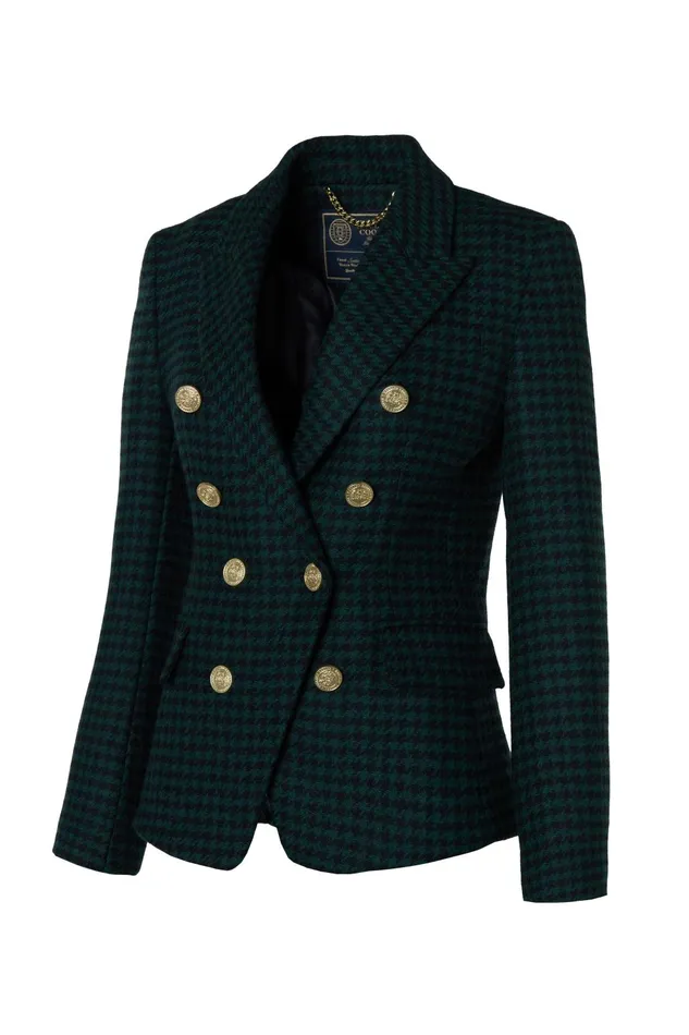Holland Cooper Tailoring Women Knightsbridge Blazer Emerald Houndstooth Holland Cooper Tailoring Women Knightsbridge Blazer Emerald Houndstooth