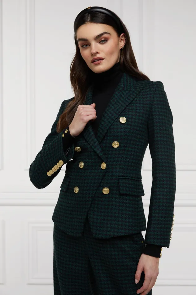 Holland Cooper Tailoring Women Knightsbridge Blazer Emerald Houndstooth Holland Cooper Tailoring Women Knightsbridge Blazer Emerald Houndstooth