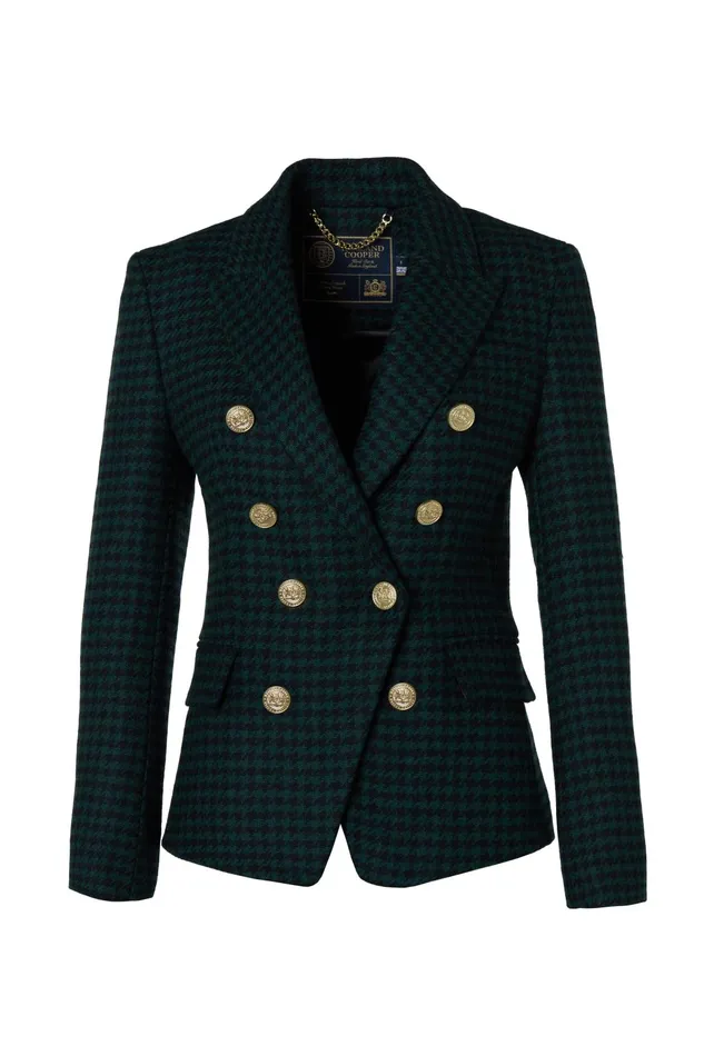Holland Cooper Tailoring Women Knightsbridge Blazer Emerald Houndstooth Holland Cooper Tailoring Women Knightsbridge Blazer Emerald Houndstooth