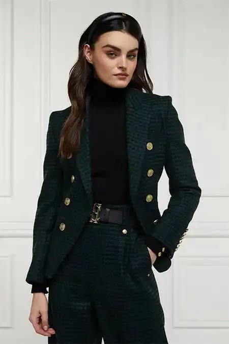 Holland Cooper Tailoring Women Knightsbridge Blazer Emerald Houndstooth Holland Cooper Tailoring Women Knightsbridge Blazer Emerald Houndstooth