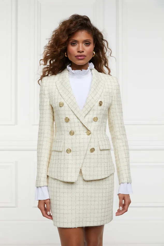 Holland Cooper Tailoring Women Knightsbridge Blazer Ivory Sparkle Tweed