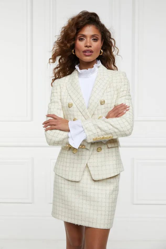 Holland Cooper Tailoring Women Knightsbridge Blazer Ivory Sparkle Tweed