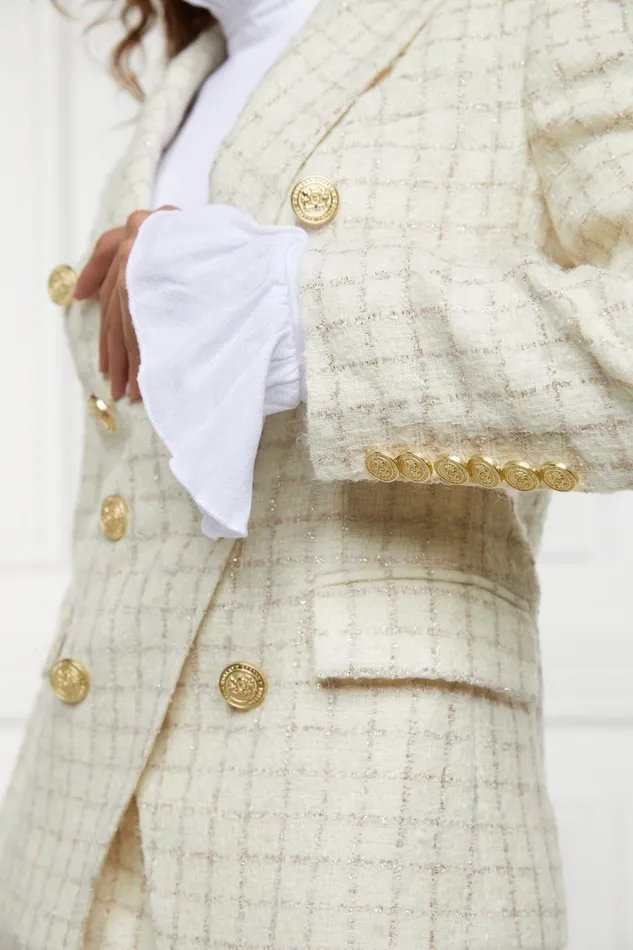 Holland Cooper Tailoring Women Knightsbridge Blazer Ivory Sparkle Tweed