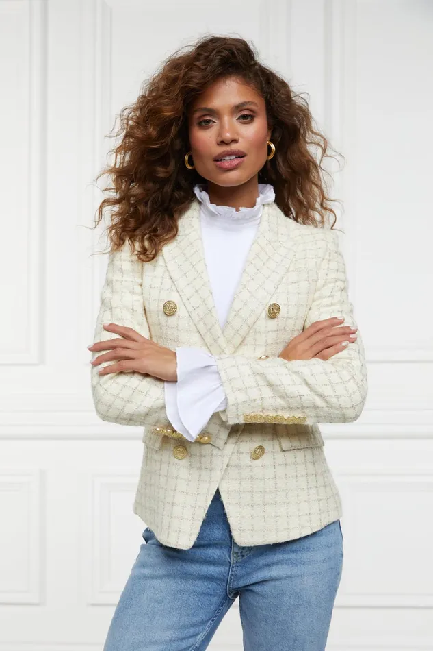 Holland Cooper Tailoring Women Knightsbridge Blazer Ivory Sparkle Tweed