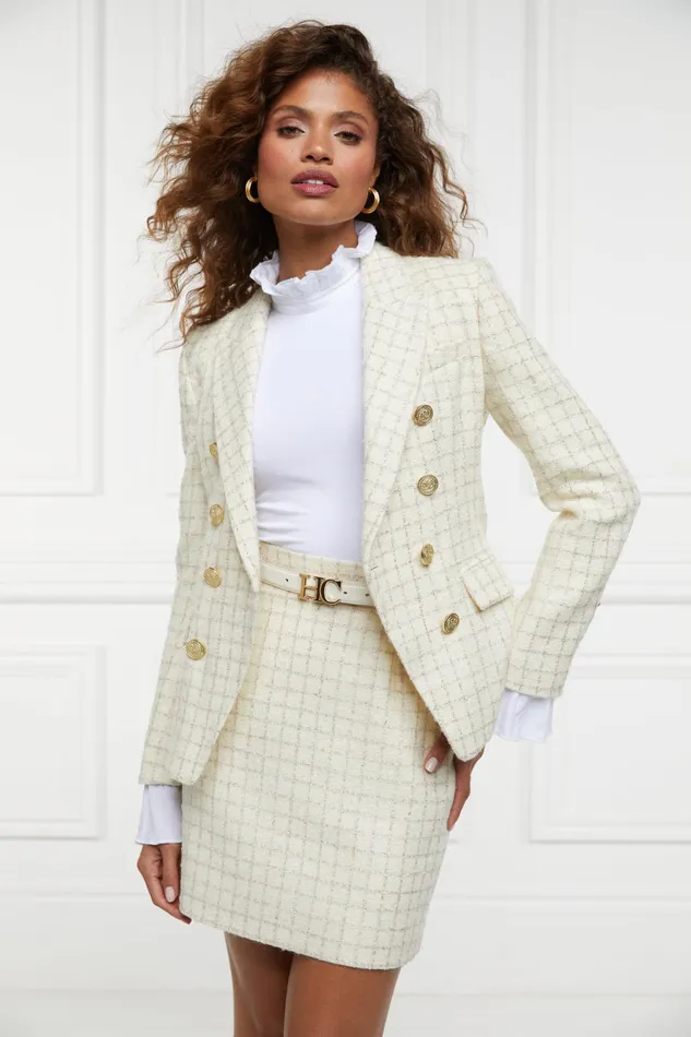 Holland Cooper Tailoring Women Knightsbridge Blazer Ivory Sparkle Tweed