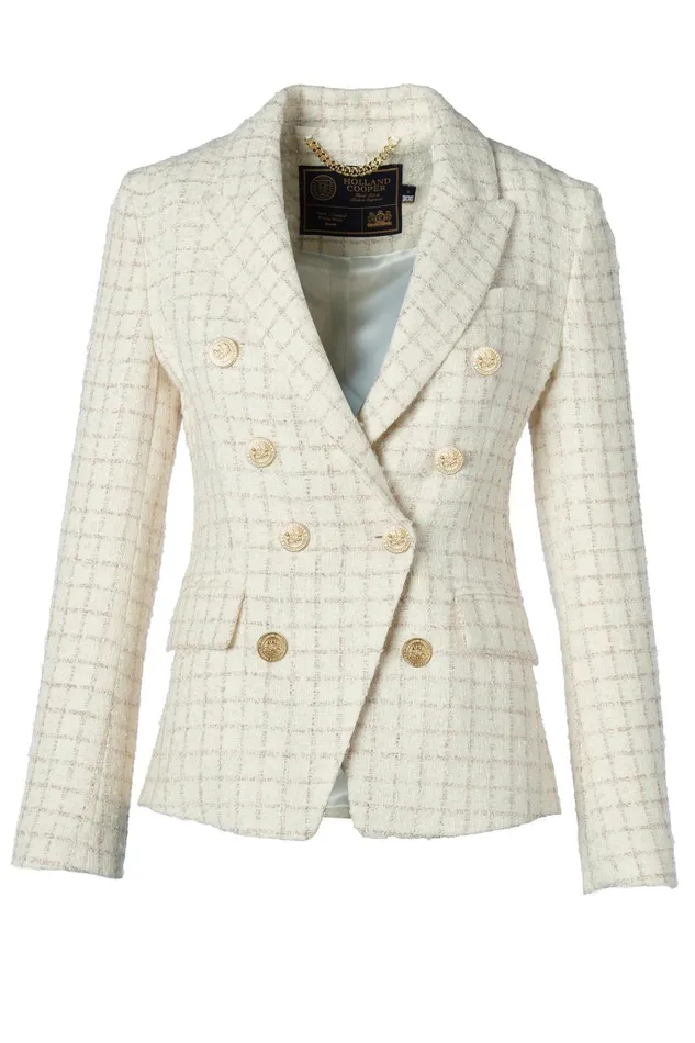 Holland Cooper Tailoring Women Knightsbridge Blazer Ivory Sparkle Tweed