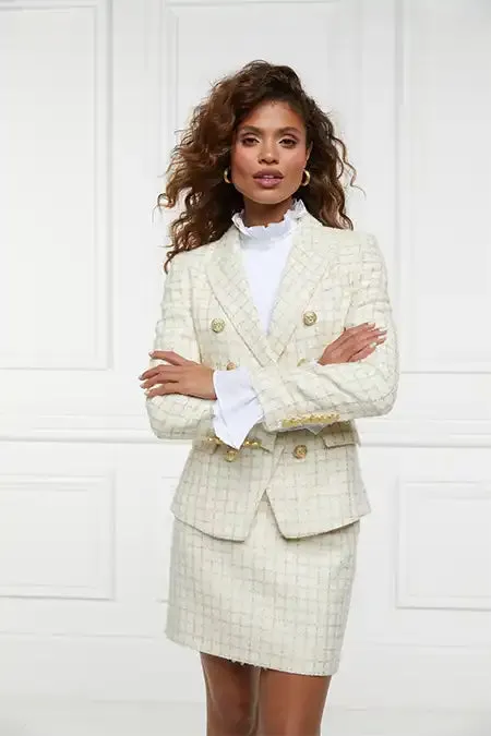 Holland Cooper Tailoring Women Knightsbridge Blazer Ivory Sparkle Tweed
