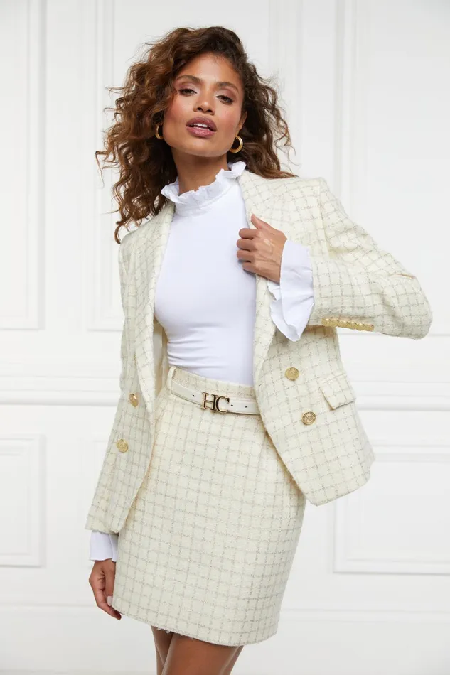 Holland Cooper Tailoring Women Regency Skirt Ivory Sparkle Tweed Holland Cooper Tailoring Women Regency Skirt Ivory Sparkle Tweed