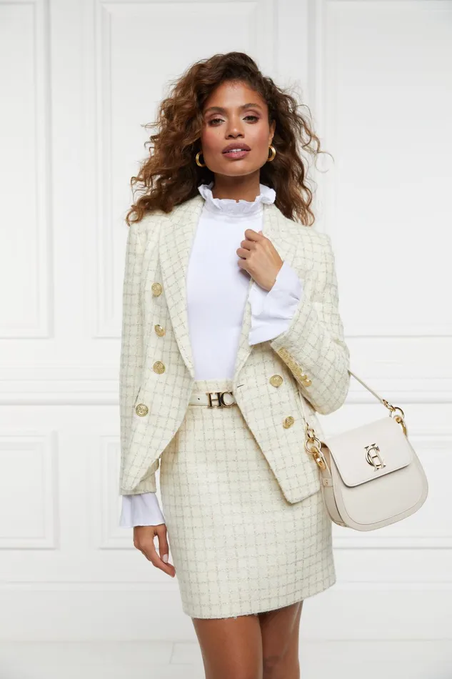 Holland Cooper Tailoring Women Regency Skirt Ivory Sparkle Tweed Holland Cooper Tailoring Women Regency Skirt Ivory Sparkle Tweed