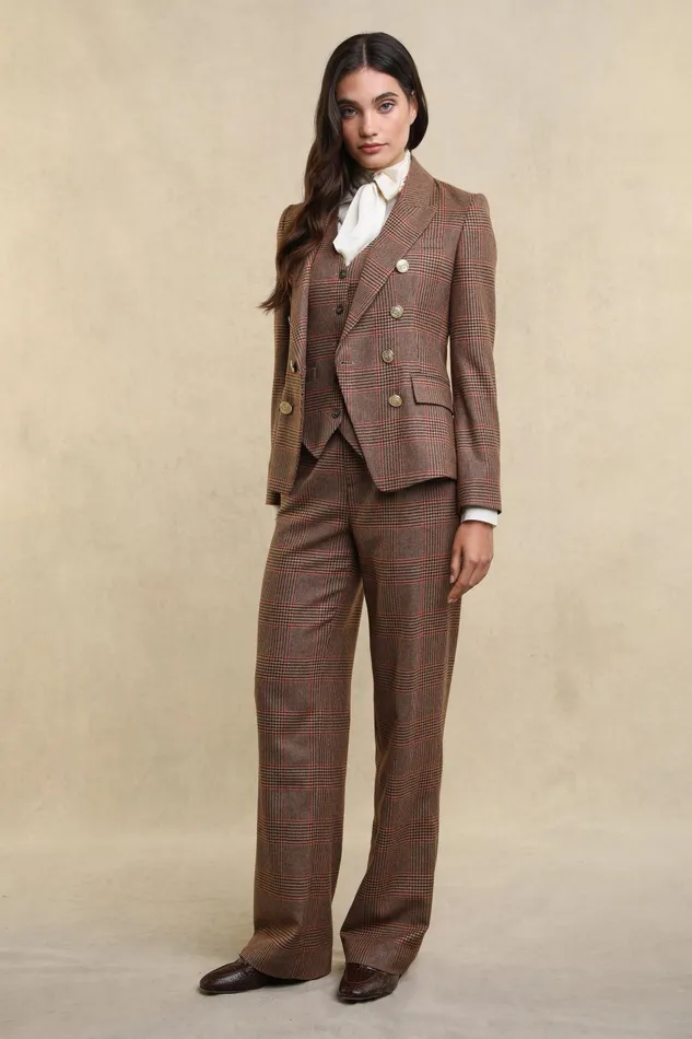 Holland Cooper Waistcoats Women Hampton Waistcoat Clarence Check Merlot Holland Cooper Waistcoats Women Hampton Waistcoat Clarence Check Merlot
