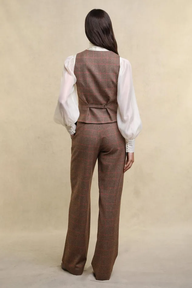 Holland Cooper Waistcoats Women Hampton Waistcoat Clarence Check Merlot Holland Cooper Waistcoats Women Hampton Waistcoat Clarence Check Merlot