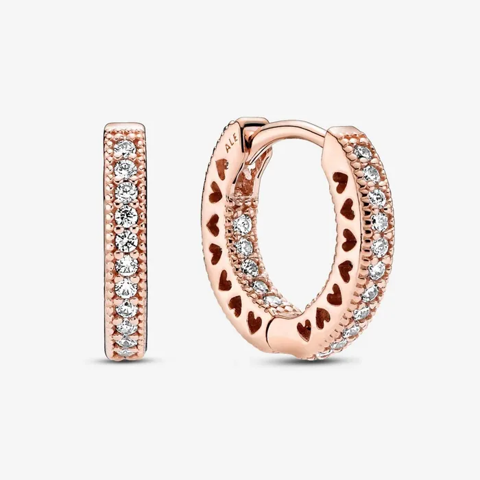Hoop Earrings Women Pandora Pav Heart Hoop Earrings Rose Gold Plated