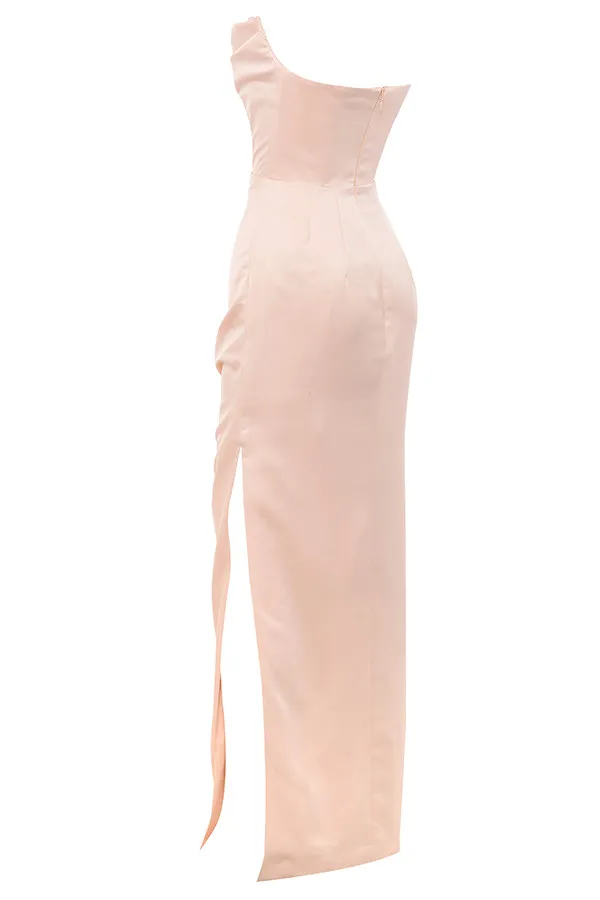 House Of CB AdrienneChampagne Satin Strapless Gown Champagne Women Maxi Dresses
