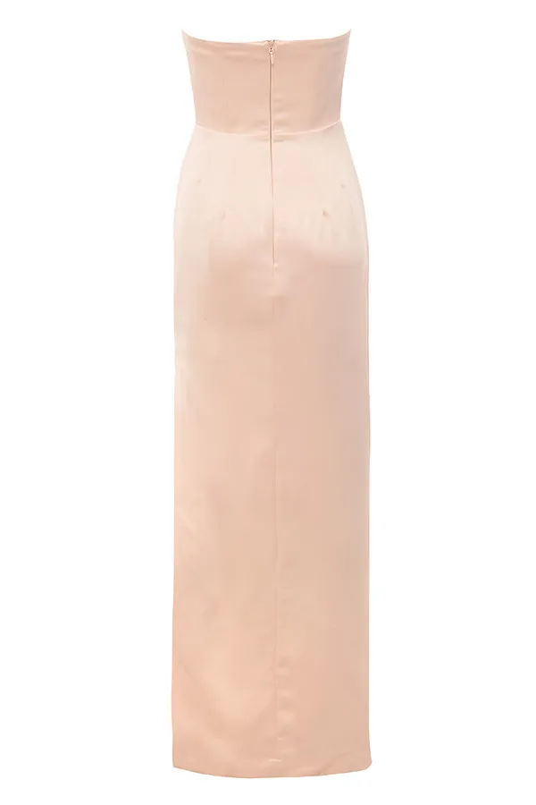 House Of CB AdrienneChampagne Satin Strapless Gown Champagne Women Maxi Dresses