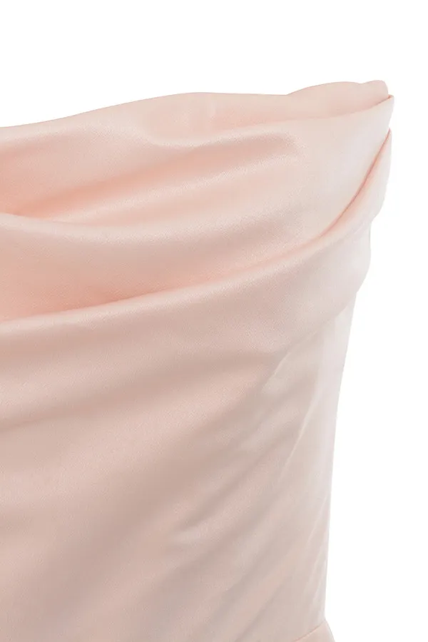 House Of CB AdrienneChampagne Satin Strapless Gown Champagne Women Maxi Dresses