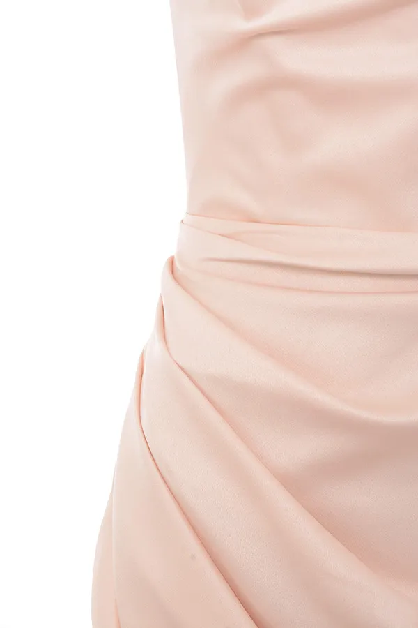 House Of CB AdrienneChampagne Satin Strapless Gown Champagne Women Maxi Dresses