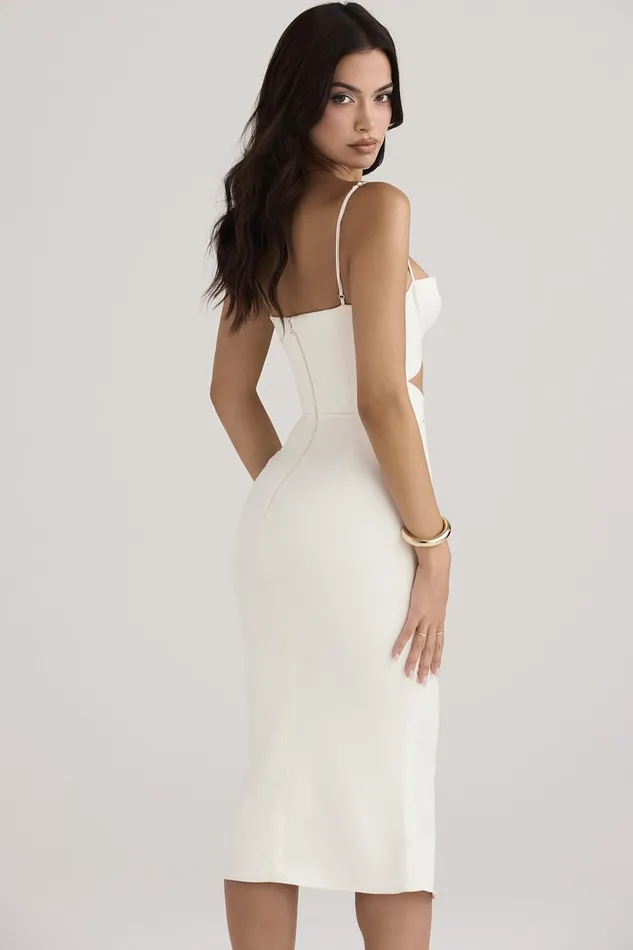 House Of CB AmaliaIvory Satin Cutout Corset Dress 8211 SALE Ivory Women Bodycon Dresses