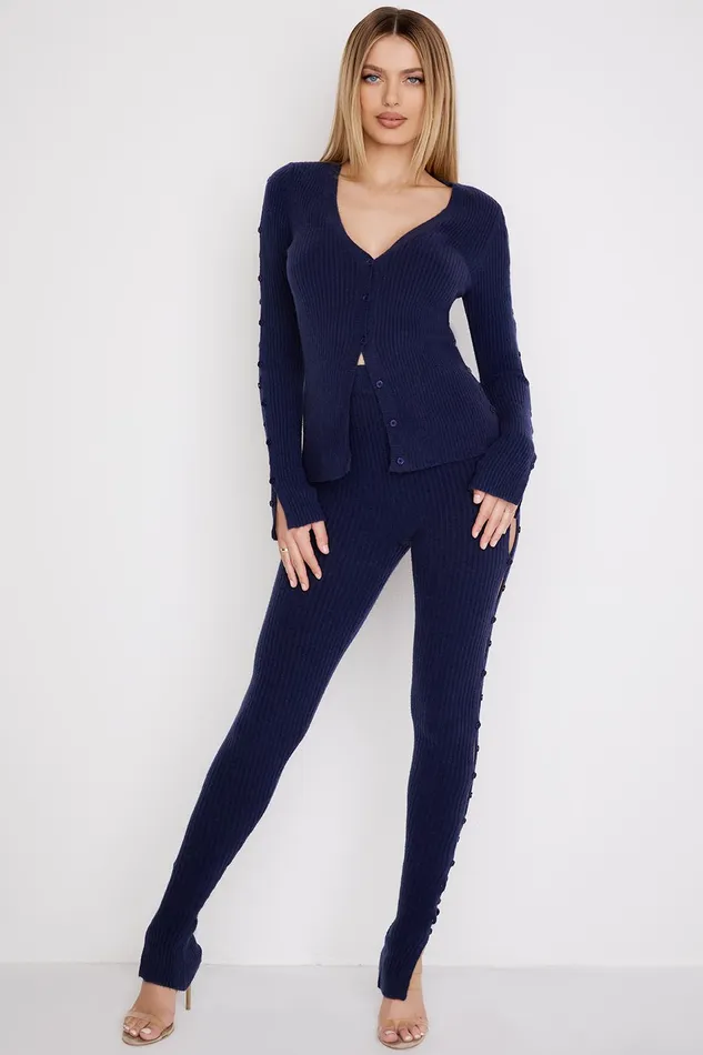 House Of CB BelieveNavy Ribbed Knit Cardigan 8211 SALE Navy Women Tops