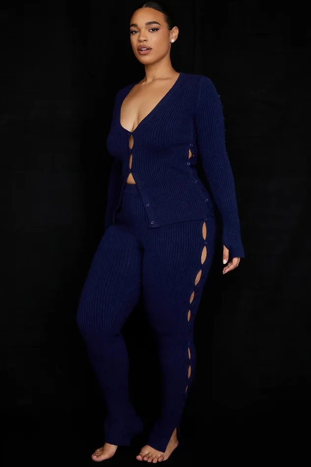 House Of CB BelieveNavy Ribbed Knit Cardigan 8211 SALE Navy Women Tops