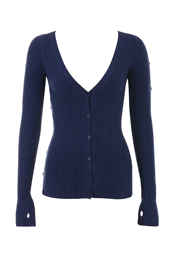 House Of CB BelieveNavy Ribbed Knit Cardigan 8211 SALE Navy Women Tops