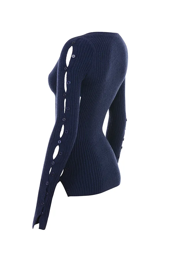 House Of CB BelieveNavy Ribbed Knit Cardigan 8211 SALE Navy Women Tops