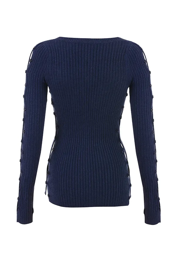 House Of CB BelieveNavy Ribbed Knit Cardigan 8211 SALE Navy Women Tops