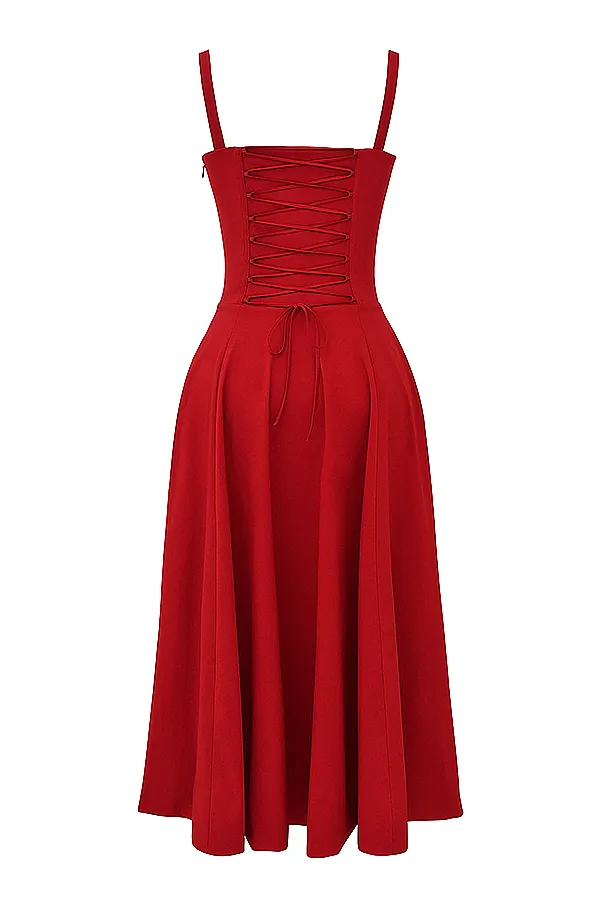 House Of CB CarmenRed Rose Bustier Sundress Red Women Corset Dresses