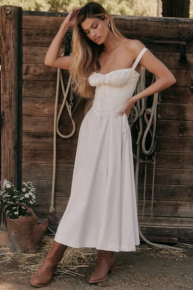 House Of CB CarmenWhite Bustier Sundress White Women Corset Dresses
