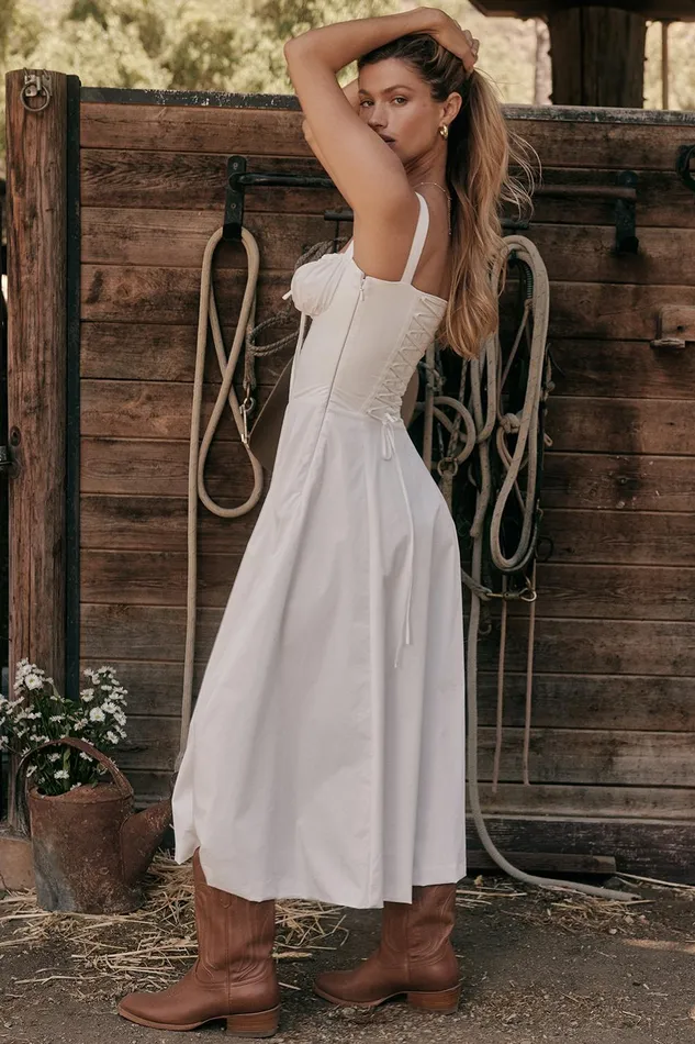 House Of CB CarmenWhite Bustier Sundress White Women Corset Dresses
