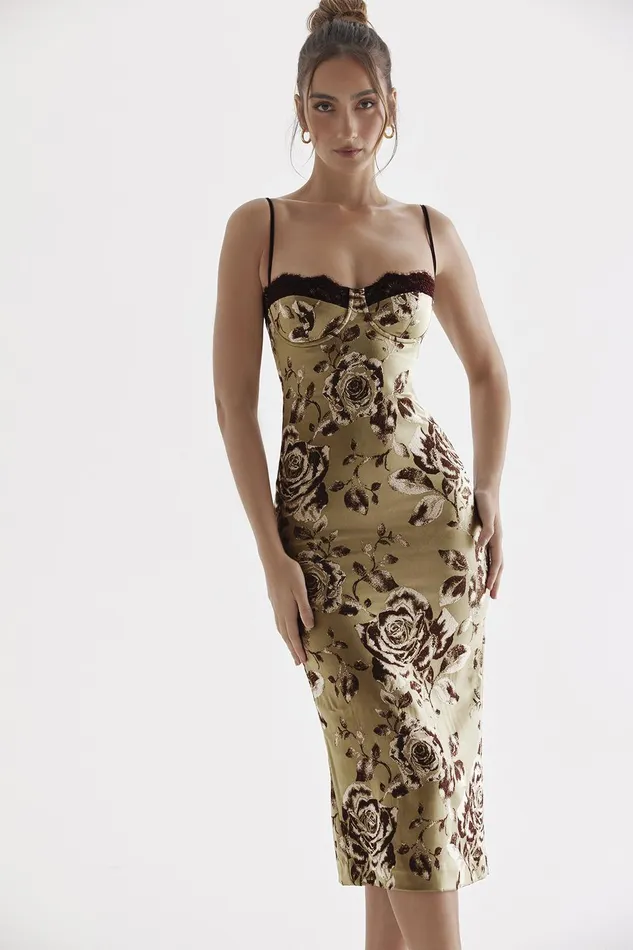 House Of CB CassiaFloral Print Midi Dress 8211 SALE Floral Women Bodycon Dresses