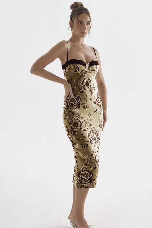 House Of CB CassiaFloral Print Midi Dress 8211 SALE Floral Women Bodycon Dresses
